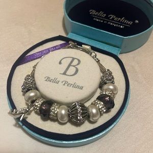 Bella Perlina Silver and Purple bracelet with High Heel Show Lover Charm